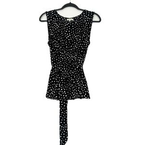 Max Studio Polka Dots Tie Waist wrap Top